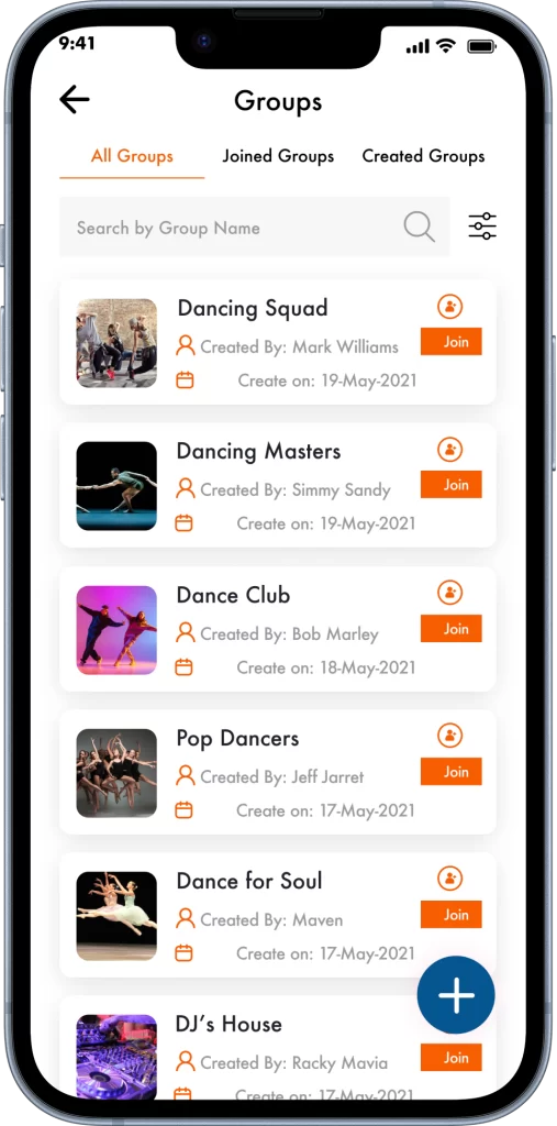BTF All Groups Screen