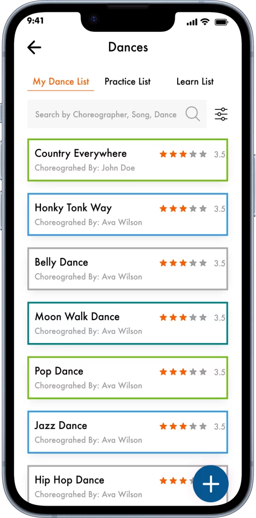 BTF My Dance List Sceren