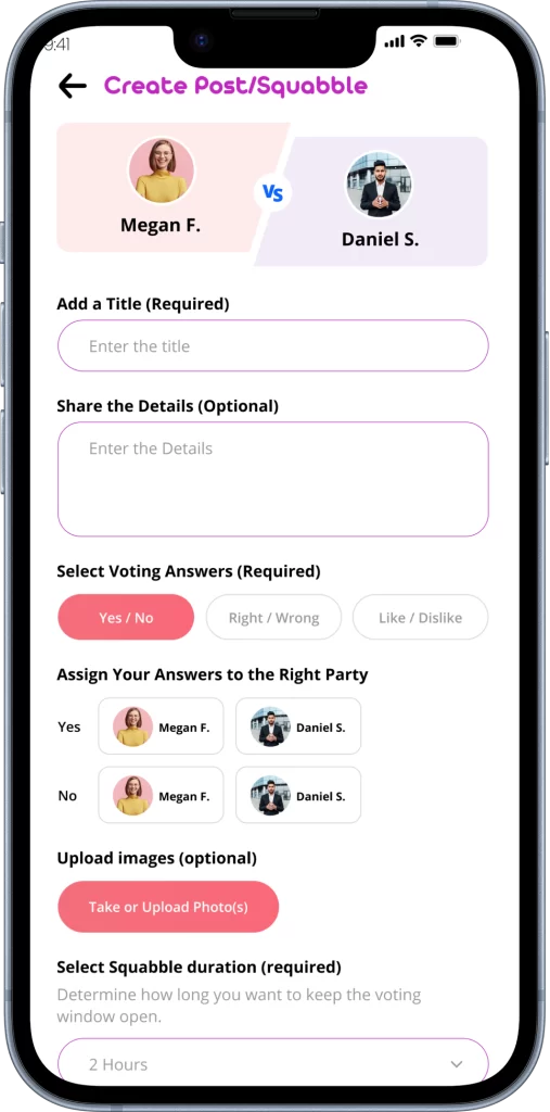 Create Squabble Screen