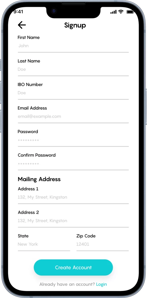 Life Activated Brands Sign-up screen