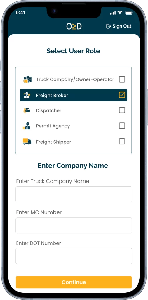 WhenWorx Select User Role Screen