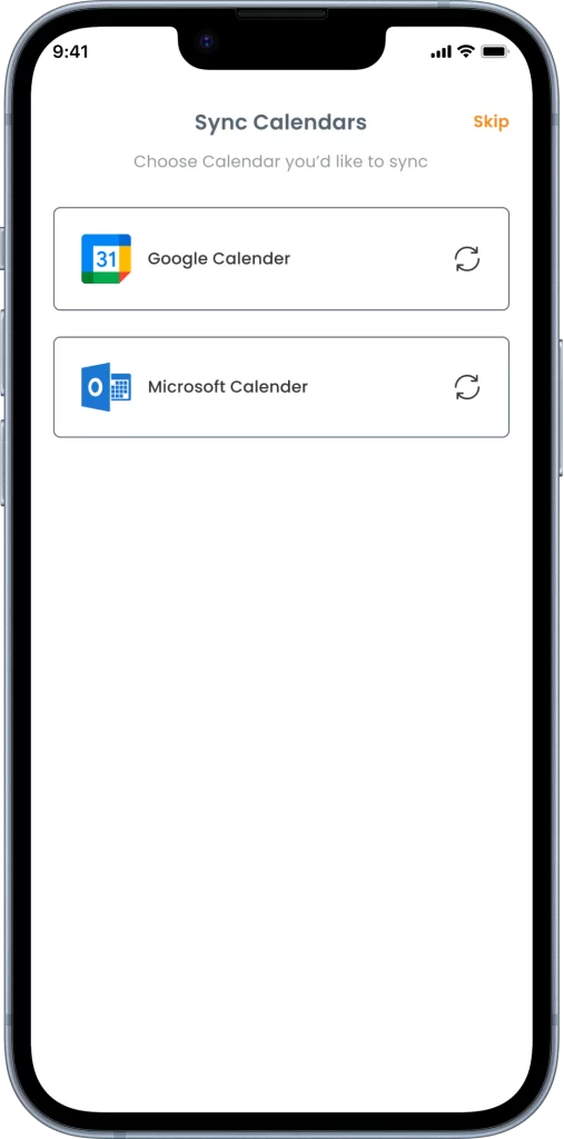 WhenWorx Sync Calendar Screen